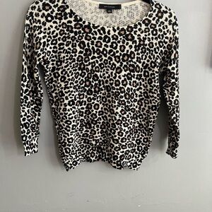 Ann Taylor Leopard Print Sweater - Black and Brown